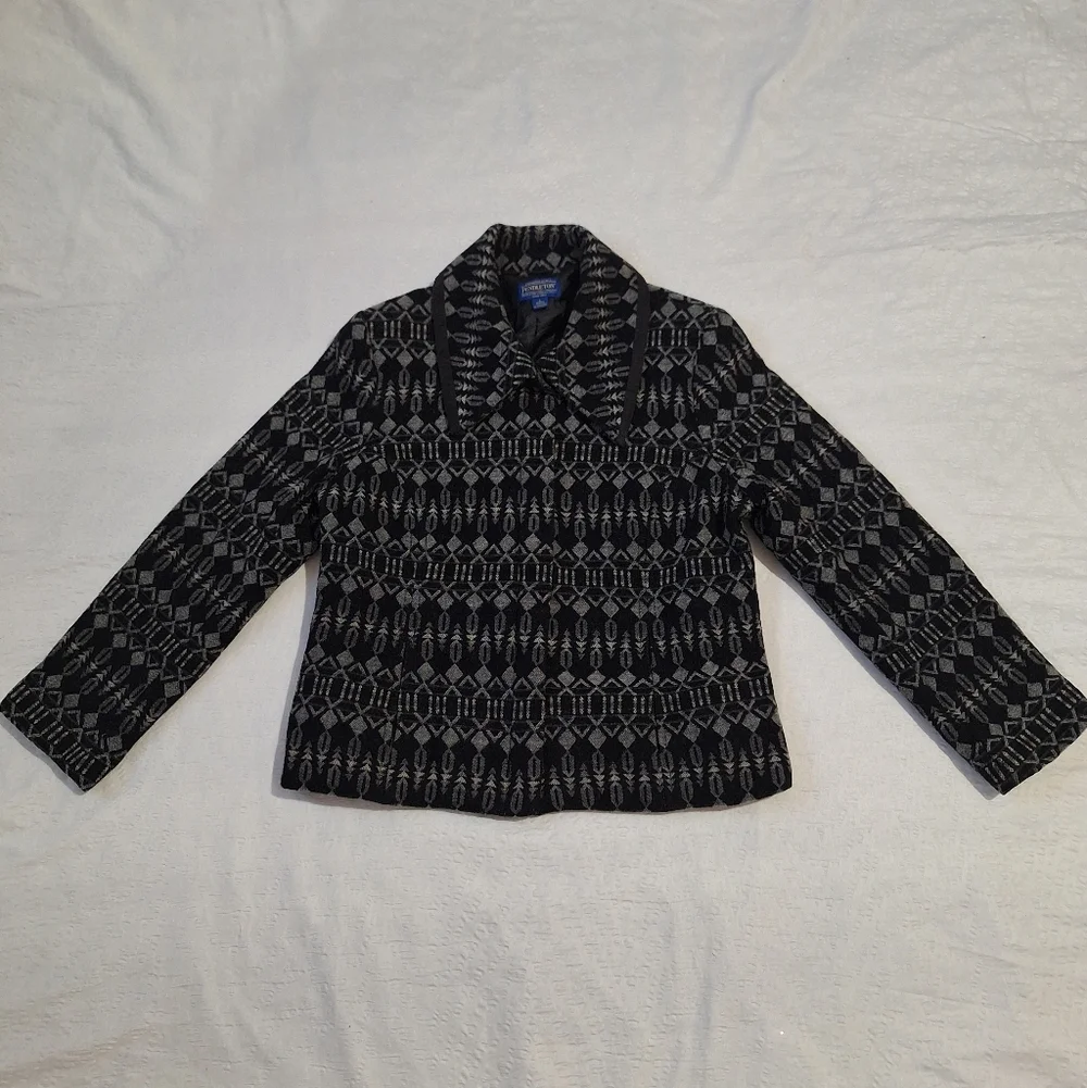 PENDLETON  VIRGIN WOOL Black and Gray Patterned Blazer